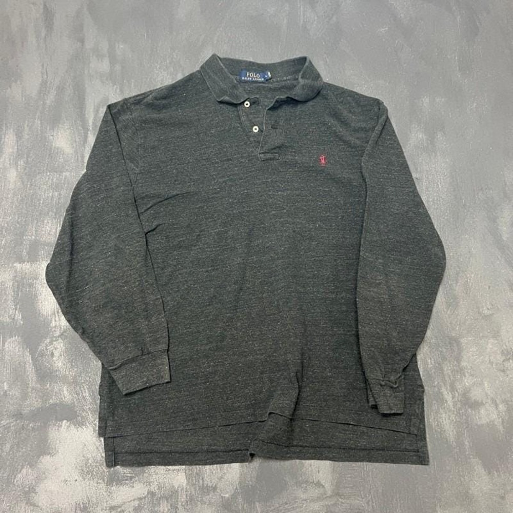 Polo Ralph Lauren Long Sleeve Polo Shirt Mens Large Black Fleck Faded